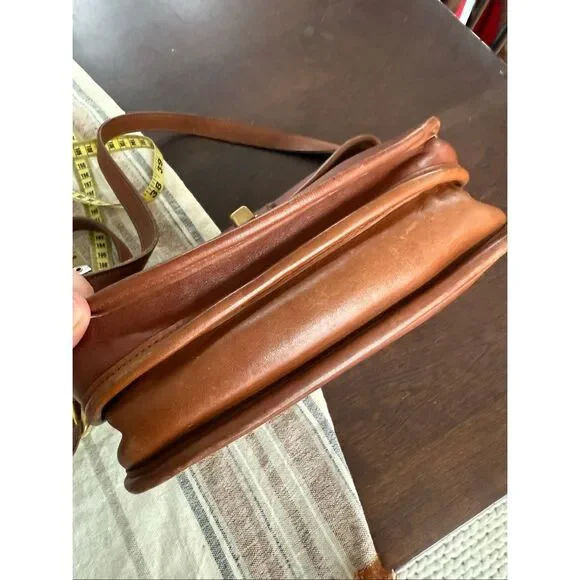 Vintage 90s Coach Prairie Bag 9954 British Tan Leather Flap Turnlock Crossbody B - Picture 5 of 14